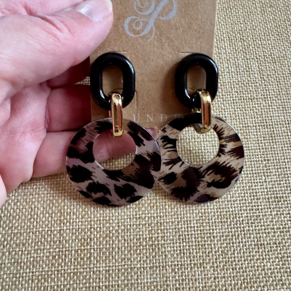 Plunder Leopard Print and Gold Earrings - Picture 3 of 5